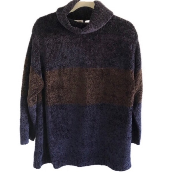 Vintage Sweaters - VTG cowl neck tunic length chenille sweater L